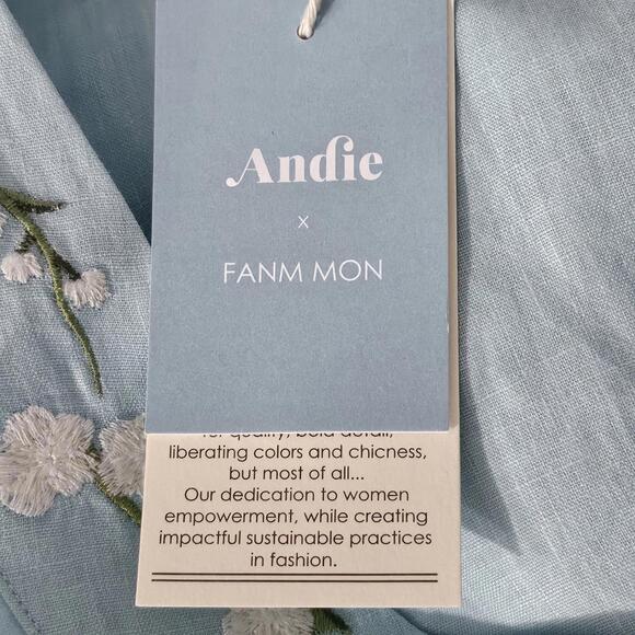 2/$50 Fanm Mon x Andie Linen Kepez Kaftan Dress Hydrangea Size M - Picture 7 of 9